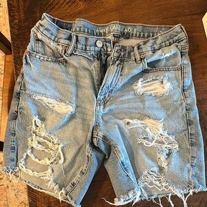 American Eagle Outfitters Blue Distressed Jean Shorts